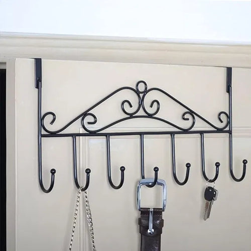 Door Hanger with 7 Hooks Over The Door Hooks,Overdoor Towel Rack,Metal Heavy-Duty Door Hanger Hook Storage Organizer for Hanging